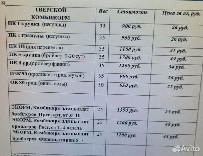 Комбикорм для с\х животных и птиц