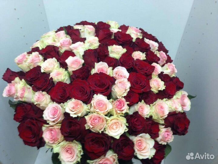 Букет белых роз 35 штук 70 см