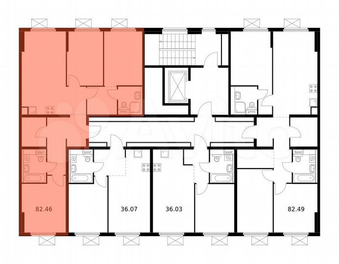 3-к. квартира, 82,5 м², 9/9 эт.