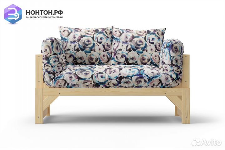 Диван кушетка Амбер голубой с узором