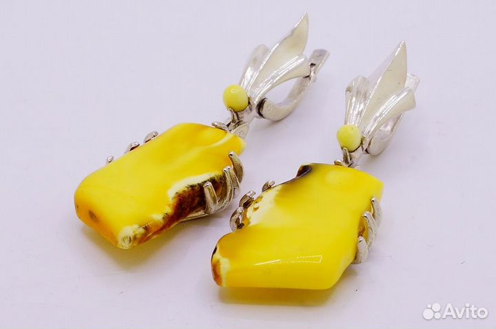 Серьги Солнечная Королева (серебро 925, янтарь)