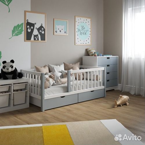 Кроватка детская с бортиком сингл из натурального