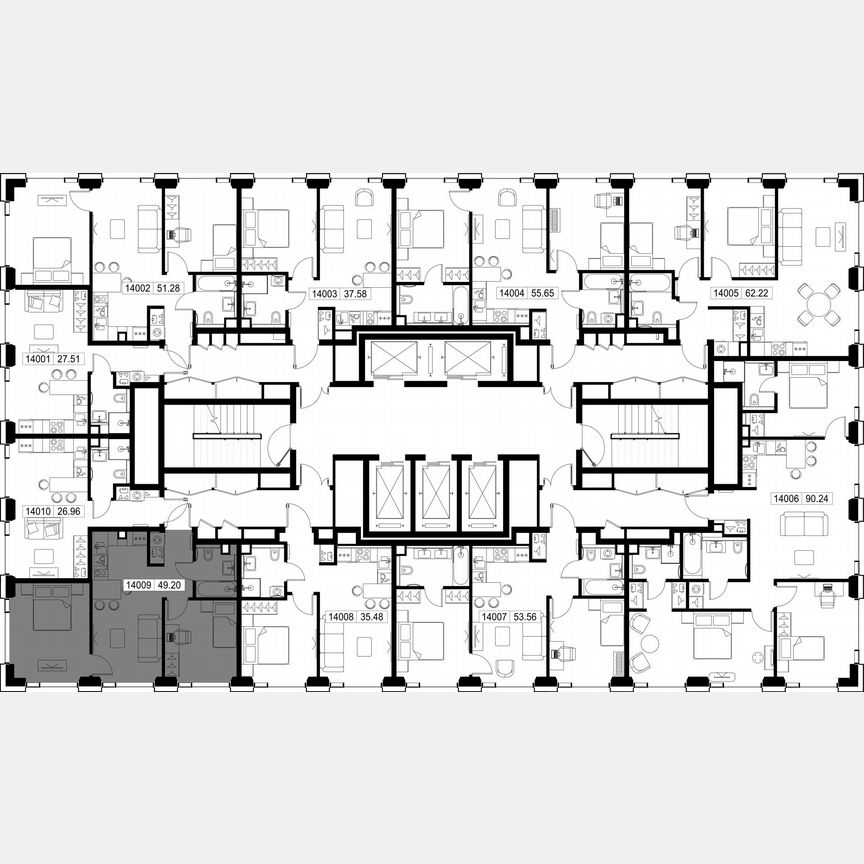 2-к. квартира, 49,2 м², 40/52 эт.