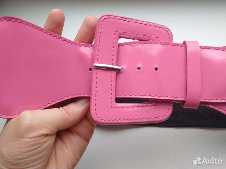 Женский ремень на талию чёрный, розовый. Стиляги