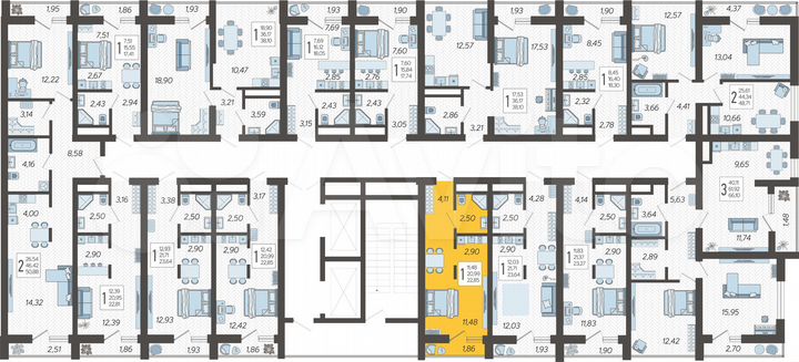 Квартира-студия, 22,9 м², 6/19 эт.