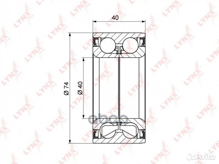 Подшипник ступицы передний (40x40x74) WB-1160 L