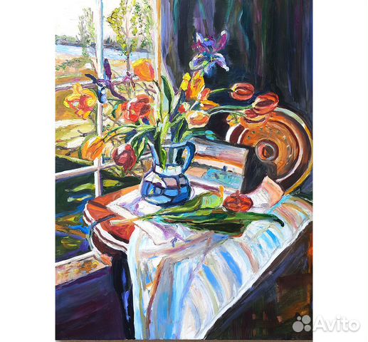 Картина маслом Тюльпаны у окна холст