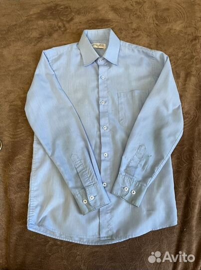 Вещи пакетом Школьная рубашка голубая 134-140