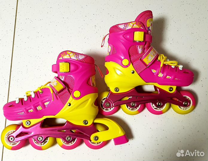 Коньки роликовые fora раздвижн., р 31-34 с защитой