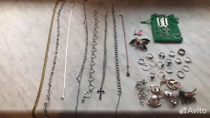 Цепочки, серьги, набор колец
