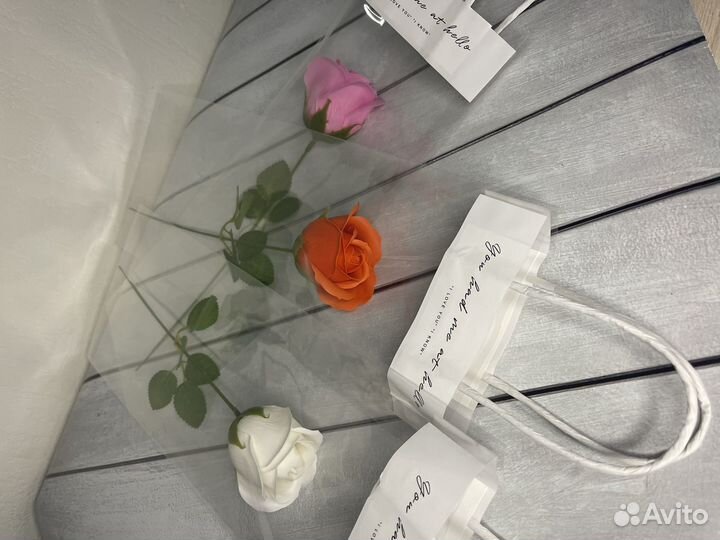 Роза мыльная в прозрачной сумочке