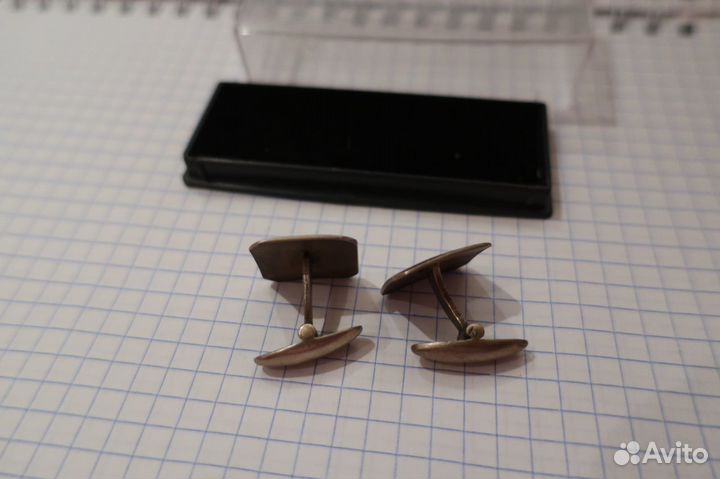 Серебряные запонки 875 пробы-Ладья
