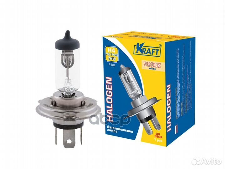 Автолампа h4 24v 75 70w (p43t) kraft 598