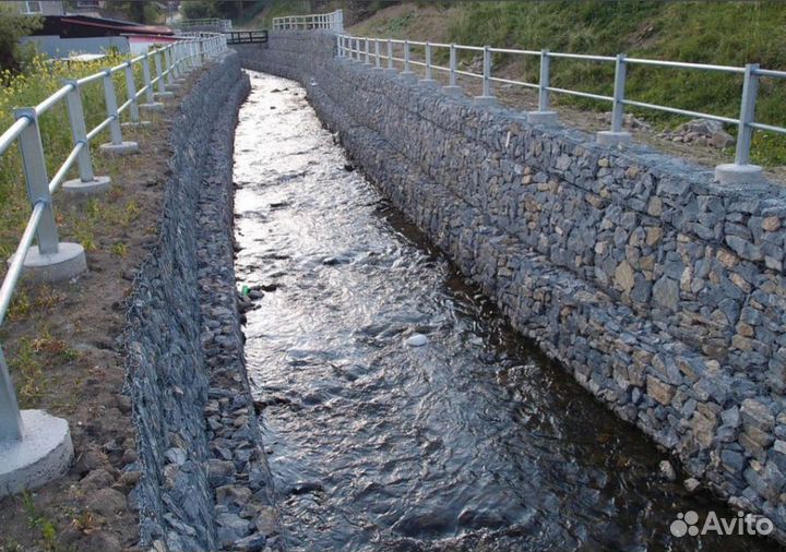 Габионы, Подпорные стенки, Берегоукрепление