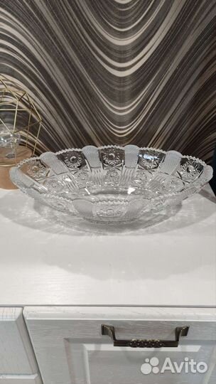 Ваза, ладья большая хрусталь