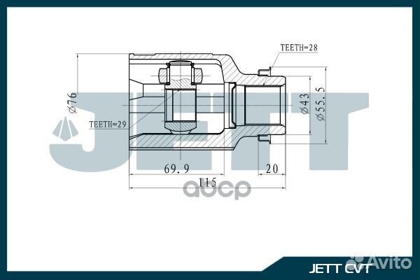 ШРУС внутренний jett V40-0004 V400004 jett