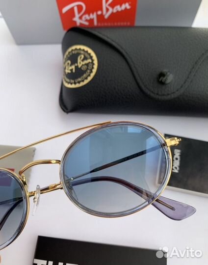 Очки ray ban oval double Bridge голубые