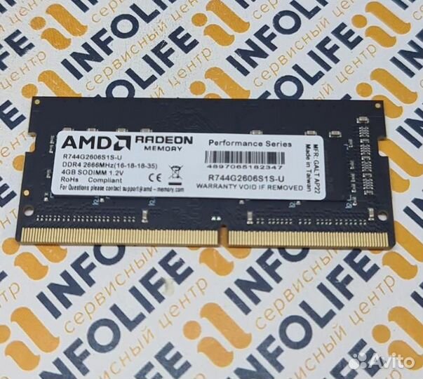 Оперативная память AMD 4 гб DDR4 2666 мгц