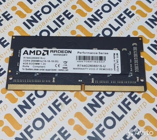 Оперативная память AMD 4 гб DDR4 2666 мгц