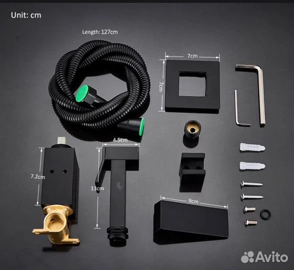 Гигиенический душ смеситель черный встройка