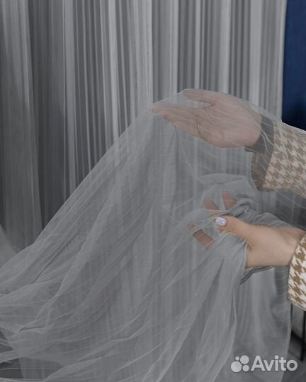 Плиссе тюль цвет серый