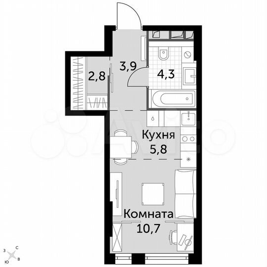 Квартира-студия, 27,5 м², 4/29 эт.