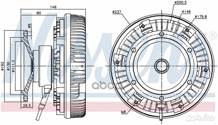 Вискомуфта вентилятора D260 MB Axor 86085 Nissens