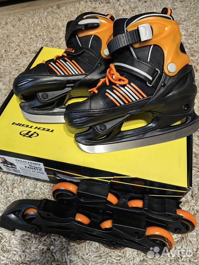 Коньки и ролики 2 в 1 раздвижные