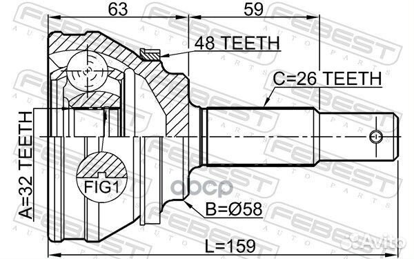 ШРУС наружный 32X58X26 lifan solano 620 2008-20