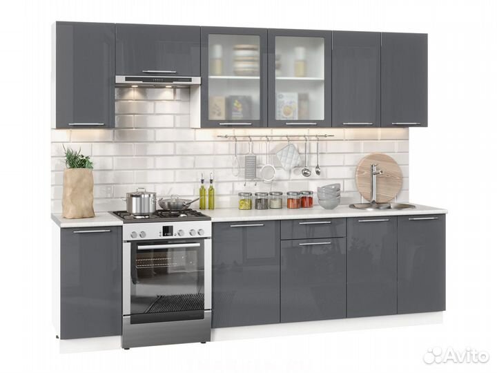 Кухня Олива Модульная кухня, Глянец дым