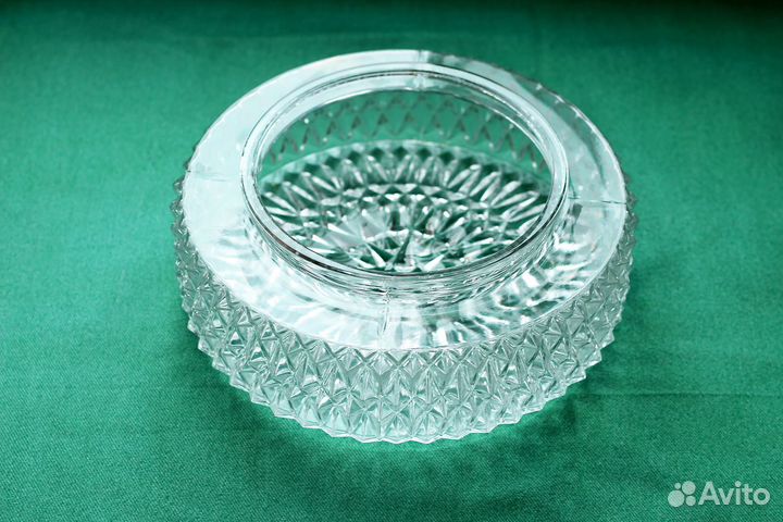 Ваза стеклянная прозрачная круглая винтажная 25 см