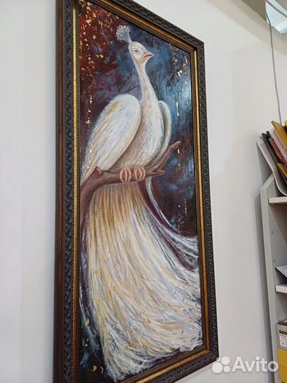 Картина интерьерная масло павлин