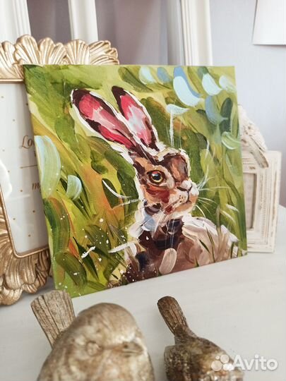Картина заяц масло холст живопись