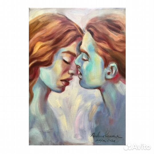 Картина с влюбленными отношения любовь масло холст