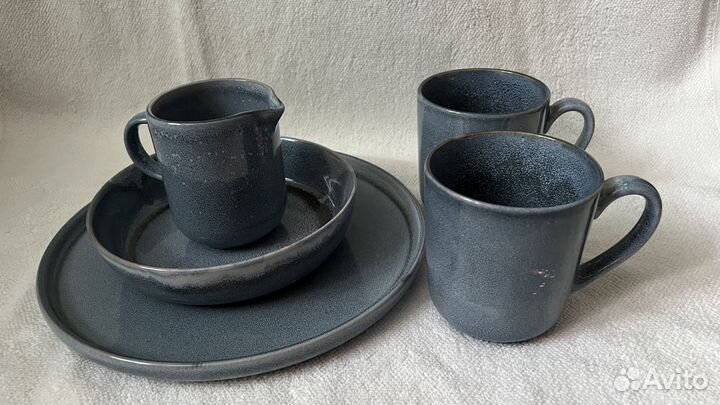 Набор кемамической посуды, синий, новый