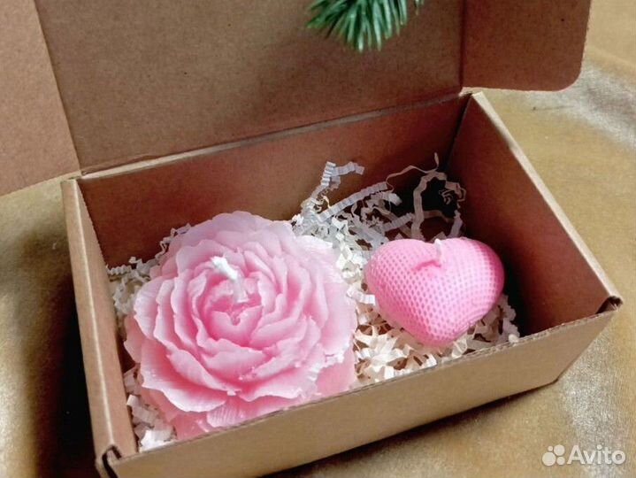 Подарочный Набор Свечей Пион и Сердце