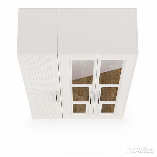 Шкаф для одежды 3-х створчатый с зеркалами Валенсия, цвет белый шагрень, шхгхв 126х54,2х225,3 см., у