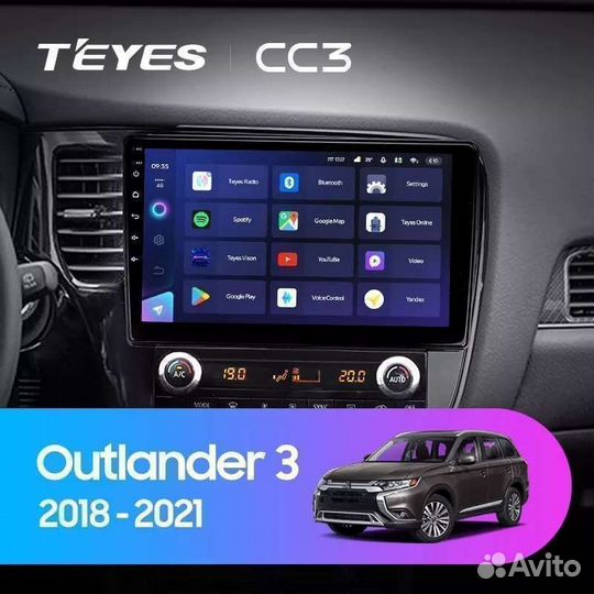 Штатная магнитола teyes cc3 mitsubishi outlander 3