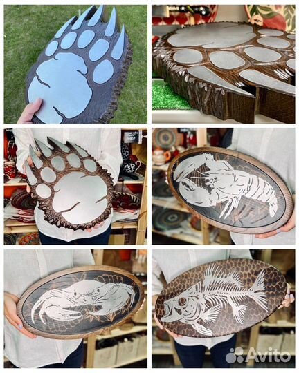 Доска под горячее Садж, казан, сковорода. Рыба