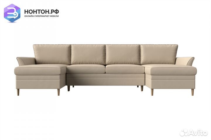 Диван п-образный пантограф София экокожа бежевая