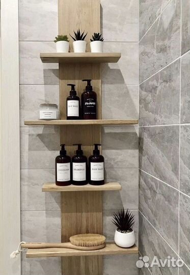 Полка для ванной из дерева