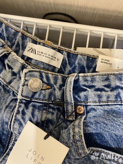 Джинсовые шорты zara mom fit 36