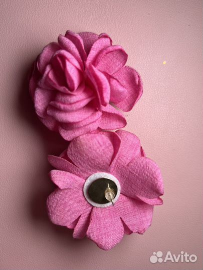 Серьги цветы, цена за 2 пары, розовые и синие