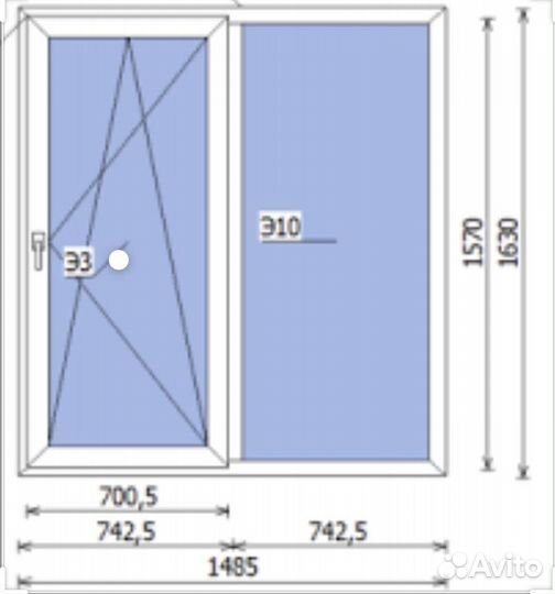 Пластиковое окно 1630х1485