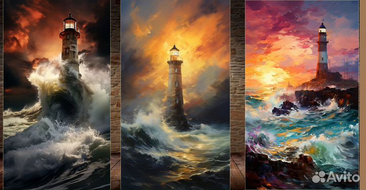 Картина маяк на холсте