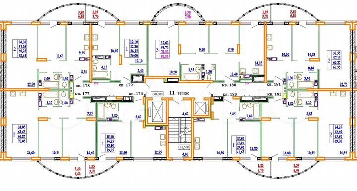 2-к. квартира, 69 м², 11/14 эт.