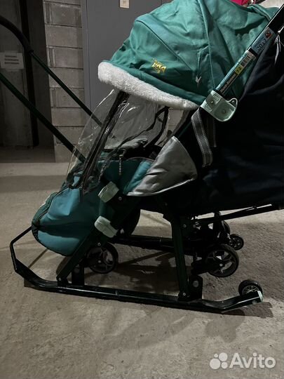 Детские санки коляска с колесами