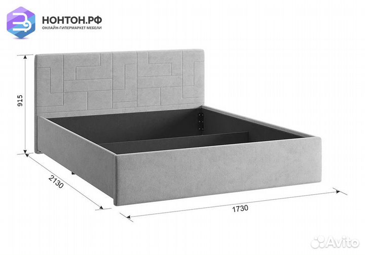 Кровать Лора 2 1.6 м серо-синяя