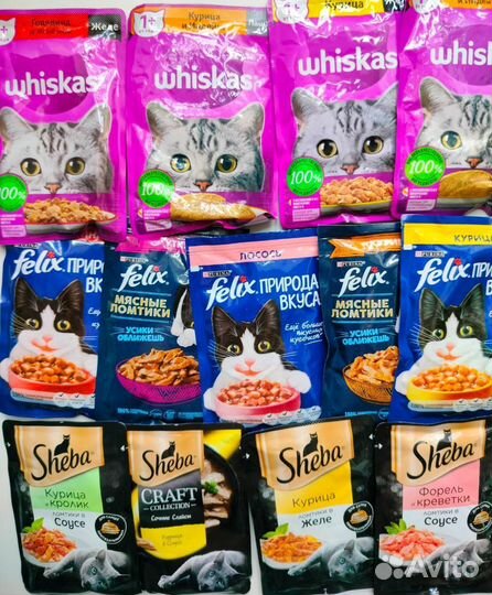 Влажный корм Felix, Whiskas, Sheba