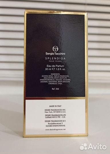 Парфюмерная вода Splendida Sergio Tacchini 30 мл